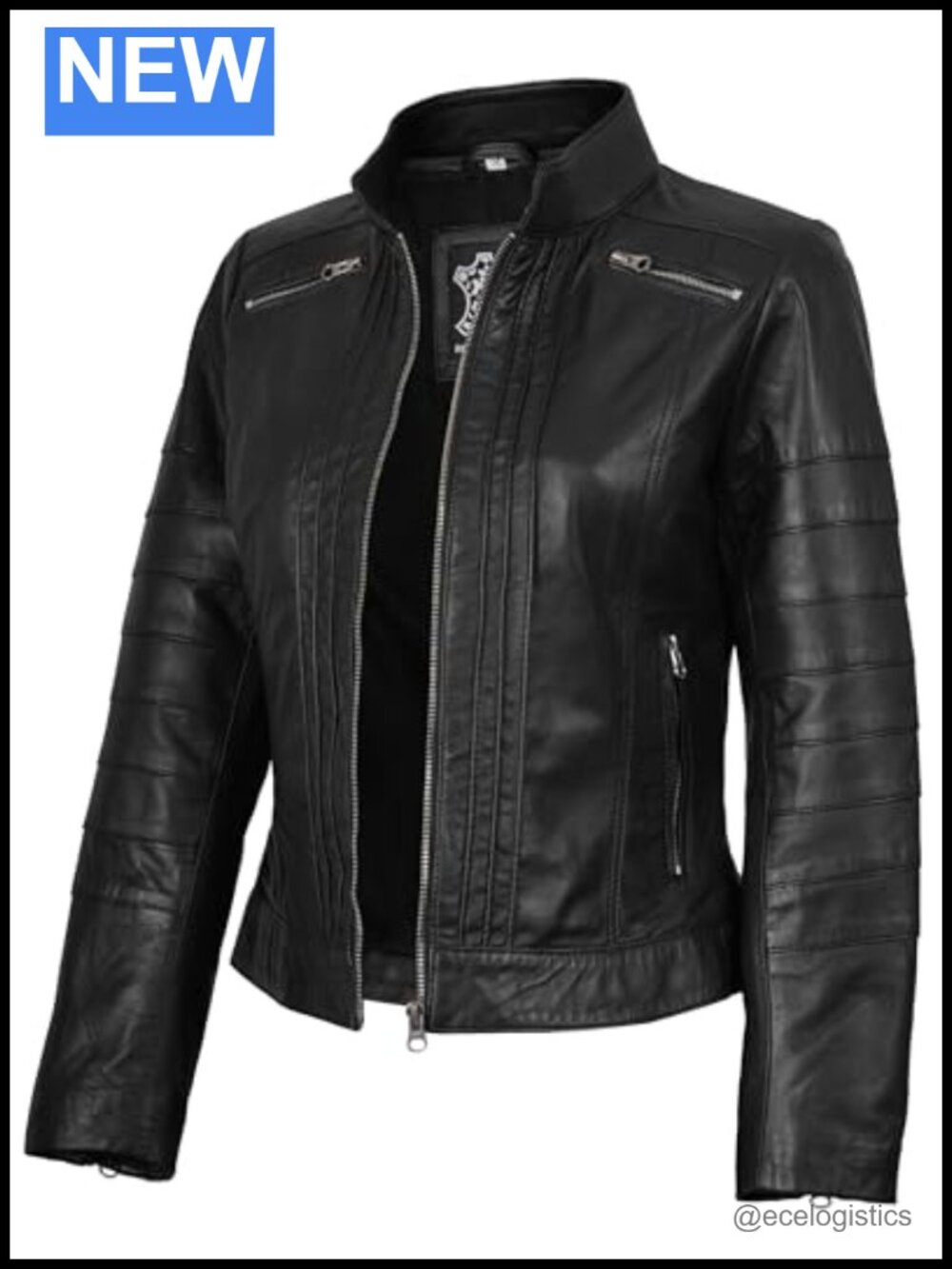 Women's Real Lambskin Leather Cafe Racer Jacket Moto Style